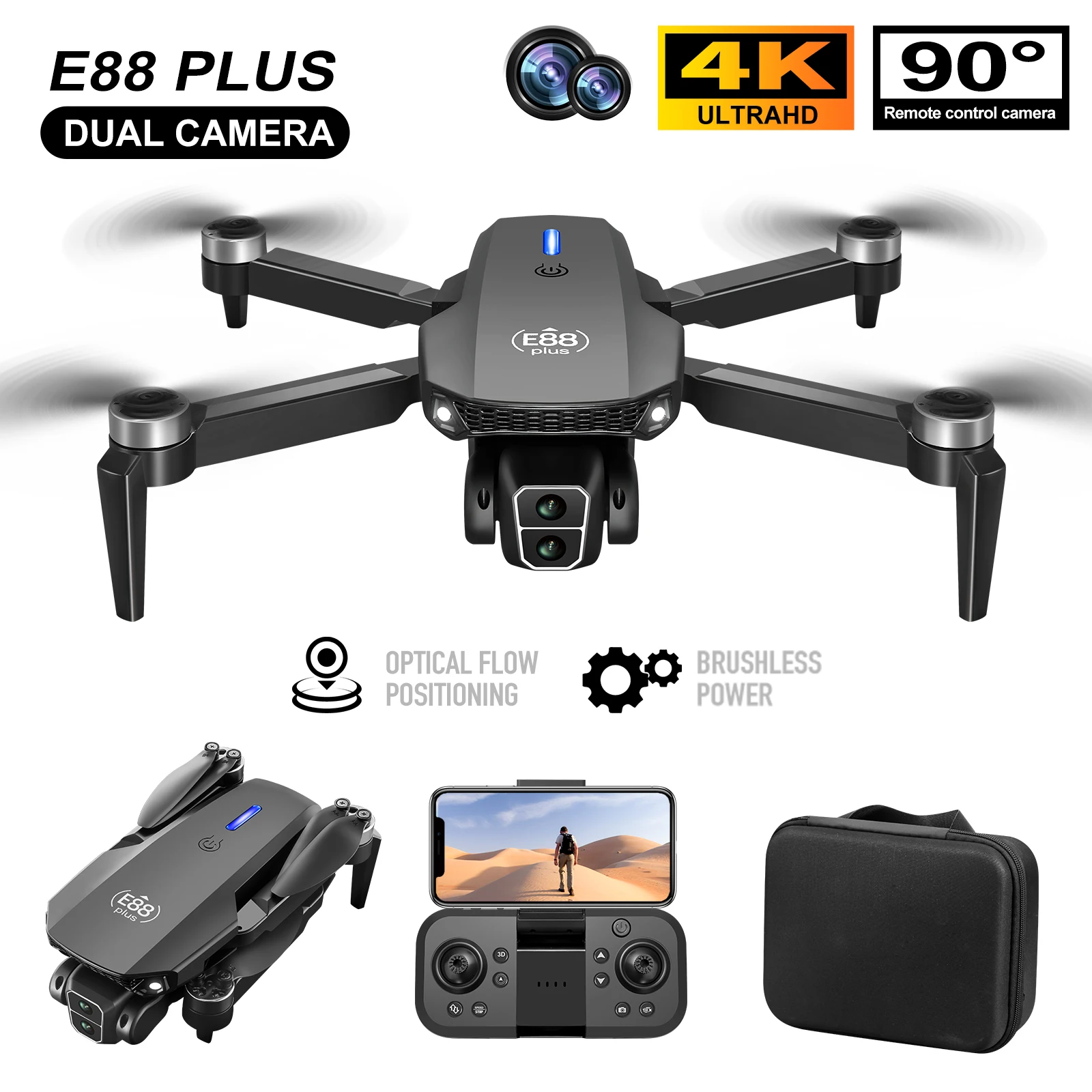 Rc Helicopter Case - Nieuwe E88 Plus Quadcopter Drone: 90
